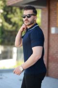 Erkek Yakalı Fermuarlı Kısa Kollu T-shirt resmi